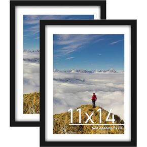 PEALSN 20x28 Picture Frame Set of 2, Display Pictures 16 x 24 with Mat or 20 x 28 Without Mat for Wall Mounting Display, Poster Frames, Black