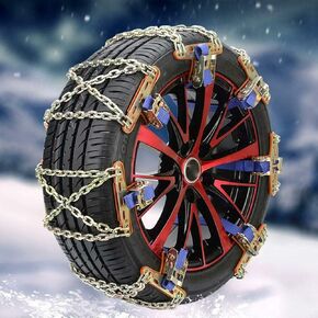 Car Snow Chain-1× Emergency Anti Slip Tire Chain X-chain with Thickened Manganese Steel for Car in Snow, Ice, Sand and Mud (only one chain)