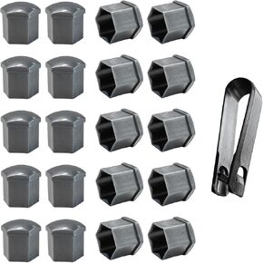 20 PCS Wheel Nut Covers Bolt Caps, 19mm Anti-Theft Wheel Lug Bolt Covers with Removal Tool, Automotive Hub Screw Exterior Protection Cap, Decorative Car Accessories (Normal, Black)