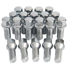 MYCHEINSEN 20PC M14x1.25 Lug Bolts Fit for BMW 2-Series 3-Series 4-Series 5-Series 6-Series 7-Series X1 X2 X3 X4 X5 X6 M3 M4 M5 M6 i3 i8, M14x1.25 Lug Bolts Silver 28mm Shank Length Conical Seat