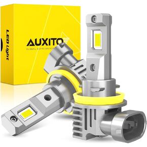 AUXITO H11 H8 H16 LED Fog Light Bulbs, 600% Brightness 6500K Cool White Driving Fog lights, 1:1 Mini Size Front Fog Lamps, Non-polarity, Play and Plug (Pack of 2)