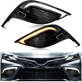 Switchback White/Amber LED DRL Front Fog Daytime Running Light Sequential Flash Turn Signal Feature Compatible with Toyota Camry Sedan SE XSE 2021 2022 2023 2024 Accessories