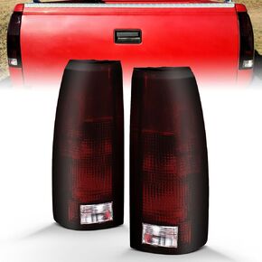 AmeriLite for 1988-2000 Chevy GMC C/K Silverado Sierra Truck Tahoe Suburban OE Red Replacement Halogen Tail Lights Pair + Bulb Connector Plate - Passenger and Driver Side