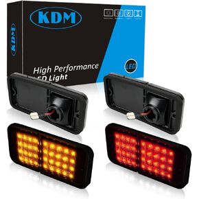 KDM LED Bumper Side Marker Reflectors Lights,Fit for 1968-1972 Chevy GMC C10 C20 C30 K10 K20 K30 C1500 C2500 C3500 K1500 K2500 K3500 Blazer,Front & Rear Side Marker Lights,Amber & Red Lens 4Pack