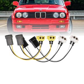 USR 84-91 E30 3-Series Headlight Euro Smiley Wire Adapter for US Spec Low+High Beam (x4 Piece) - Compatible with 1984-1991 BMW 3 Series E30 / E32 / E34 Including M3/M5