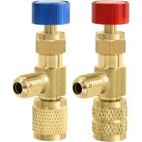 CD2060 CD2080 Refrigerant Charging Valve, Hvac Core Depressor Tool for R12 R22 1/4" Male to 1/4" Female, R410 1/4" Male to 5/16" Female Conditioner Refrigerant Charging
