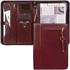 A4 Portfolio Organizer, Padfolio with Clipboard[Zippered PU Leather]Portfolio Case Clipboard Organizer[Card Slots][Tablet Sleeve]and[Note Pockets]for Office, Resume, Documents-Chess Pattern