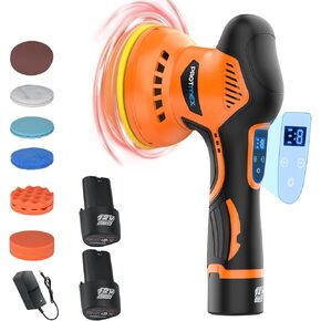 Cordless Car Buffer Polisher, 5IN Car Buffers And Polishers Kit, 2 * 12V 1.5Ah Batteries Cordless Polisher For Car Detailing/Polishing/Waxing/Scratch Removing