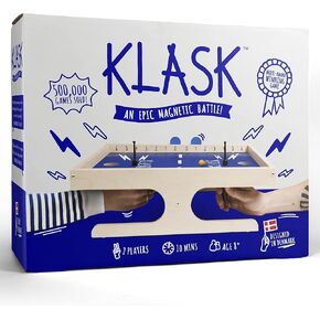 KLASK 4: The 4 Player Magnetic Party Game of Skill - for Kids and Adults of All Ages That’s Half Foosball, Half Air Hockey