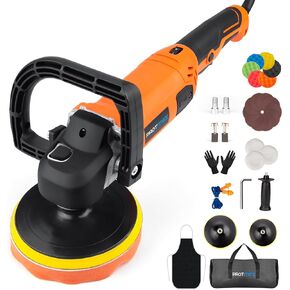 Car Buffer Polisher, 1600W 7/6 Inch Rotary Buffer Polisher Waxer, Car Buffers Polishers with 8 Variable Speeds, Random Buffer Polisher kit, Detachable Handle for Car, Boat, Polishing, Waxing