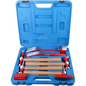 9 pcs Heavy Auto Body Repair Tool Hammer Dolly Set, Car Body Repair Tool Kit with Carrying Case, Hickory Handles, Fender Repair kit