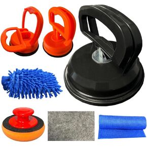 Dent Puller - 7 Pieces Car Dent Puller Kit including Waxing Sponge, Sparkle Cloth & Wash Mitt-Dent Remover Tool for Car - Car Dent Remover - Paintless Dent Removal Kit - Suction Cup for Glass & Tiles