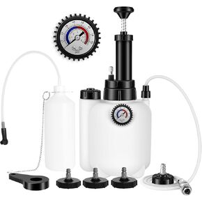 3L Brake Bleeder Kit, Brake Bleeder Vacuum Pump Kit with 1L Brake Bleeder Bottle and 4 Master Cylinder Adapters, Brake Fluid Bleeder Kit Suitable for Most Brake Master Cylinder Reservoirs