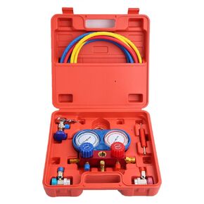 Professional A/C Air Conditioner Refrigerant Manifold Gauge Kit Set R134a/R22/R12 HVAC + KapscoMoto Keychain