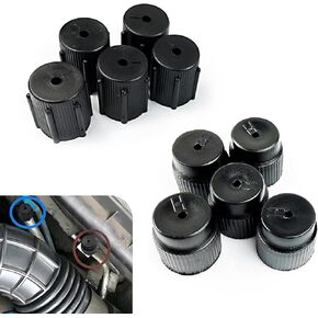 10 PCS Car Air Conditioner Filler Caps, Car Air Conditioner Valve Cover Repair Replacement Parts, Car Repair Parts Set, Universal for Most Cars (Black)