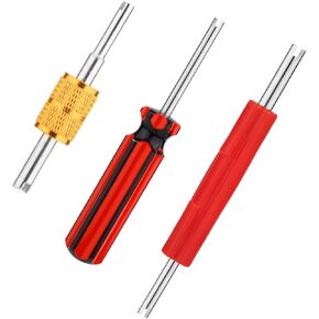 3pcs Valve Core Wrench Tools, Single & Dual Head A/C Valve Stem Core Extractor Air Conditioning Line Repair Tire Tools Schrader Valve Core Remover for Car Bicycle Tyre RV Truck HVAC Air Conditioner
