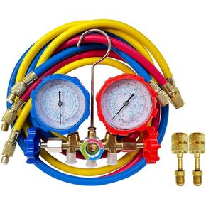 5FT AC Diagnostic Manifold Freon Gauge Set for R410A R404A R22 R134a R12 R22 R502, Refrigerant AC House Air Condition HVAC 60"