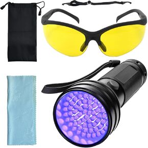 Auto Air Conditioner Leak Detector, Flashlight UV Oil Dye Leak Detection Kit AC Leak Detector Kit with Protective Glasses, AC UV Light Oil Dye Leak Test Detection Kit