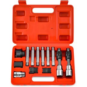 DNA MOTORING 18PCS Alternator Freewheel Pulley Removal Set Automotive Repair Tools with TRX-Star, Spline Hex Adapters, TOOLS-00341