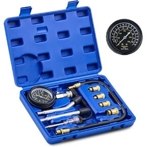 Orion Motor Tech Engine Compression Tester, 9 pc Fuel Pressure Gauge Set with Spark Plug Tester for Small Engines, Cylinder Leak Down Tester for Gas Petrol Engines, Automotive Fuel Pressure Test Kit