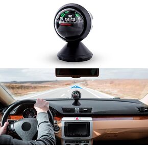 Car Compass, Automotive Compass Ball, Dash Mount Adjustable Compass Ball with Bottom Stick, Universal Car Interior Accessoriess Dashboard Compass for Boat Car Truck to Find Direction