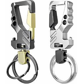 SooPii Heavy Duty Metal Keychains, Zinc Alloy Car Key Chains with Bottle Opener for Man and Women, 2Packs
