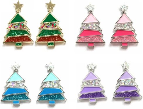 4 أزواج أقراط عيد الميلاد للنساء عيد الميلاد أقراط الاكريليك مجموعة أقراط الزنجبيل ديناصور قوس قزح أقراط الزنجبيل زينة عيد الميلاد هدايا عيد الميلاد للنساء الفتيات in Kuwait