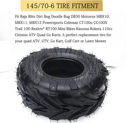 2 Pack 145/70-6 Tires for Go Kart ATV Mini Bike Tires Coleman CC100X CT100u Tires, 145/70-6 Tires 145 70-6 Tires in Kuwait