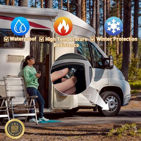 Tire Pressure Monitoring System, TPMS for RV and Trailer, Solar Powered TPMS with LCD Display, 4 Sensors, Real-Time Pressure and Temperature Monitoring, Easy to Use (0~87 PSI) in Saudi Arabia