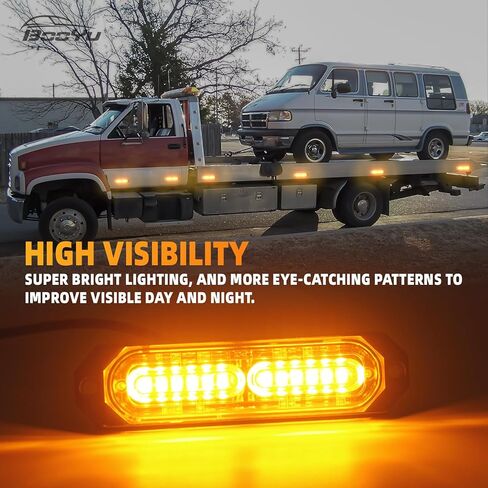 BooYu Red/White LED Surface Mount Emergency Strobe Flashing Lights for Firefighter/Police/Trucks/Vehicles/Car, Ultra Slim Sync Feature Hazard Warning Beacon Grille Light Bar (8 Pcs) in Kuwait
