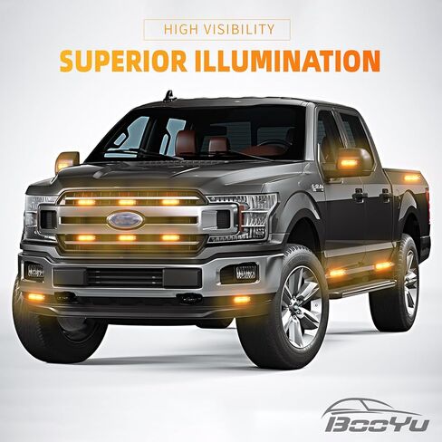 BooYu Red/White LED Surface Mount Emergency Strobe Flashing Lights for Firefighter/Police/Trucks/Vehicles/Car, Ultra Slim Sync Feature Hazard Warning Beacon Grille Light Bar (8 Pcs) in Kuwait