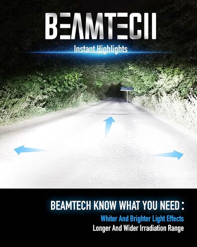 BEAMTECH 9006 لمبة، HB4 لمبة الضباب 6500K زينون ضوء الضباب الأبيض أو للمركبات، Powersports الملحقات أضواء حزمة من 2 in Kuwait