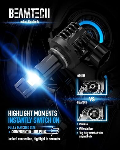 BEAMTECH 9006 لمبة، HB4 لمبة الضباب 6500K زينون ضوء الضباب الأبيض أو للمركبات، Powersports الملحقات أضواء حزمة من 2 in Kuwait