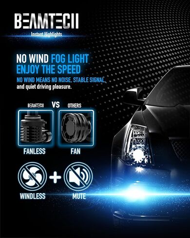 BEAMTECH 9006 لمبة، HB4 لمبة الضباب 6500K زينون ضوء الضباب الأبيض أو للمركبات، Powersports الملحقات أضواء حزمة من 2 in Kuwait