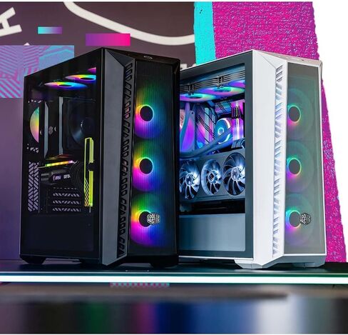لوحة أمامية من Cooler Master MasterBox 540 ARGB ATX Mid-Tower ARGB Ether، لوحة علوية قابلة للإزالة، لوحة مرآة داكنة أمامية، مداخل جانبية شبكية، زجاج مقسى، تدفق SickleFlow 120 مم PWM ARGB (MB540-KGNN-S00) in Kuwait