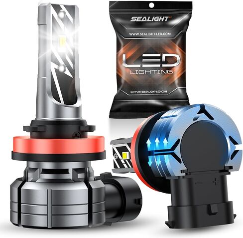SEALIGHT H8 Fog Light Bulbs or DRL, 10000LM 600% Brightness, 5530 CSP LED Chips Fog Lamps Replacement for Cars, 6000K Cool White H16 H8 Fog Lights, Non-polarity, Pack of 2(Only for Fog Lights or DRL) in Saudi Arabia