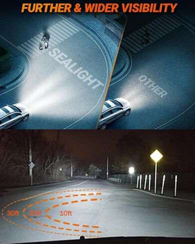 SEALIGHT H8 Fog Light Bulbs or DRL, 10000LM 600% Brightness, 5530 CSP LED Chips Fog Lamps Replacement for Cars, 6000K Cool White H16 H8 Fog Lights, Non-polarity, Pack of 2(Only for Fog Lights or DRL) in Saudi Arabia