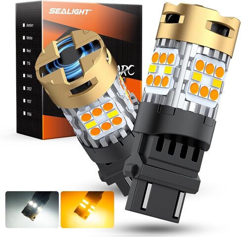 SEALIGHT 3157 LED Bulb, 3156 DRL & Turn Signal Light White/Amber Switchback Dual Color, 3600LM 30W Super Bright 4157 3056 3057 4057 LED Replacement for Daytime Running Light, Pack of 2 in Saudi Arabia
