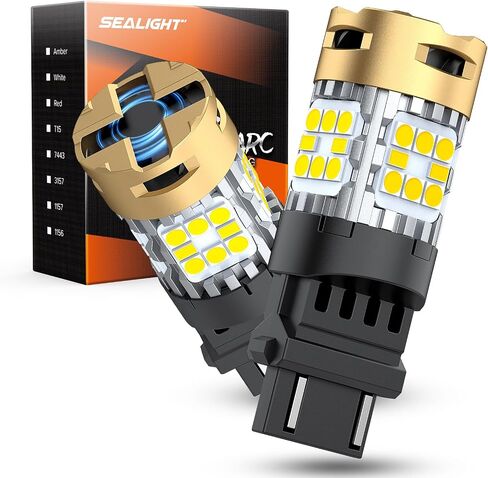SEALIGHT 3157 LED Bulb, 3156 DRL & Turn Signal Light White/Amber Switchback Dual Color, 3600LM 30W Super Bright 4157 3056 3057 4057 LED Replacement for Daytime Running Light, Pack of 2 in Saudi Arabia