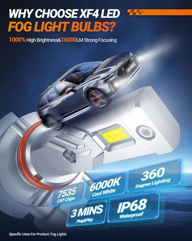 SEALIGHT H10 LED Fog Light Bulb, 9140 9040 9045 9145 Fog Lights Led CANbus Ready, 6000K 16000LM White Strong Penetration, 1:1 OEM Bulb Plug-N-Play, Pack of 2 in Saudi Arabia