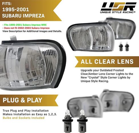 USR DEPO 95-01 Impreza Corner Lights - Front Cornering Parking Turn Signal Lamps (Left + Right) Compatible with 1995-2001 Subaru Classic Impreza GC8 GF8 (Crystal Style Clear Lens) in Saudi Arabia