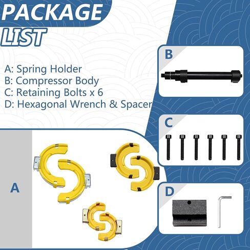 Strut Spring Compressor Set Macpherson Strut Spring Compressor Kit Interchangeable Fork Strut Coil Extractor Remover Tool with Protective Sleeve & Carrying Case in Saudi Arabia