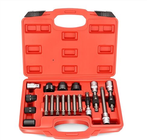 DNA MOTORING 18PCS Alternator Freewheel Pulley Removal Set Automotive Repair Tools with TRX-Star, Spline Hex Adapters, TOOLS-00341 in Saudi Arabia