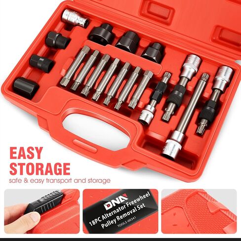 DNA MOTORING 18PCS Alternator Freewheel Pulley Removal Set Automotive Repair Tools with TRX-Star, Spline Hex Adapters, TOOLS-00341 in Saudi Arabia