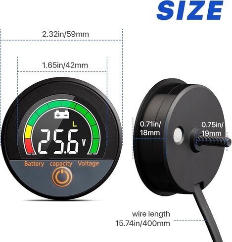 CoolschMax مقاوم للماء IP67 سعة البطارية 12 فولت 24 فولت 36 فولت 48 فولت 60 فولت 72 فولت 84 فولت مقياس الجهد مع إضاءة خلفية LCD وإنذار منخفض الجهد للليثيوم، LiFePO4، بطاريات حمض الرصاص في عربة الجولف، السيارة، الدراجة النارية in Saudi Arabia