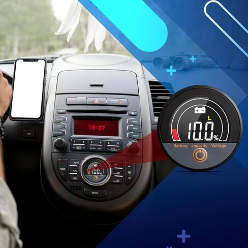 CoolschMax مقاوم للماء IP67 سعة البطارية 12 فولت 24 فولت 36 فولت 48 فولت 60 فولت 72 فولت 84 فولت مقياس الجهد مع إضاءة خلفية LCD وإنذار منخفض الجهد للليثيوم، LiFePO4، بطاريات حمض الرصاص في عربة الجولف، السيارة، الدراجة النارية in Saudi Arabia
