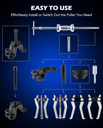 Orion Motor Tech Slide Hammer, 9-Way Internal/External Slide Hammer Puller Set - Pulls Hubs, Rear Wheel Axle Shafts, Bearings, Bushings, Seals, Retainers in Saudi Arabia