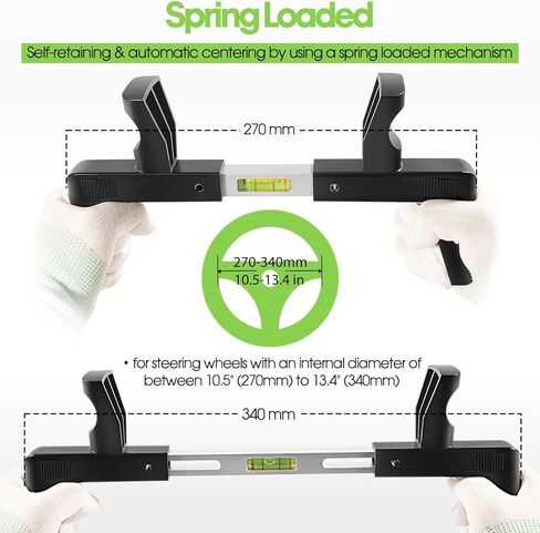 ATD-3100 أداة محاذاة مستوى عجلة القيادة - أداة شريط مستوى عجلة القيادة - استخدام عالمي لسيارات الركاب والشاحنات والشاحنات ذات القطر الداخلي لعجلة القيادة 270 مم - 340 مم، محملة بنابض in Kuwait