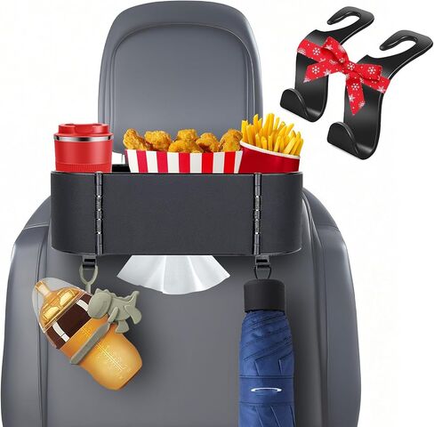 3-in-1 Car Headrest Backseat Organizer Car Seat Back Organizer with Adjustable Cup Holders Fits Less Than 4.2" Large Bottles Drinks (Beige) in Saudi Arabia