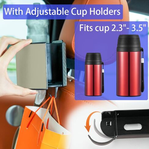 3-in-1 Car Headrest Backseat Organizer Car Seat Back Organizer with Adjustable Cup Holders Fits Less Than 4.2" Large Bottles Drinks (Beige) in Saudi Arabia
